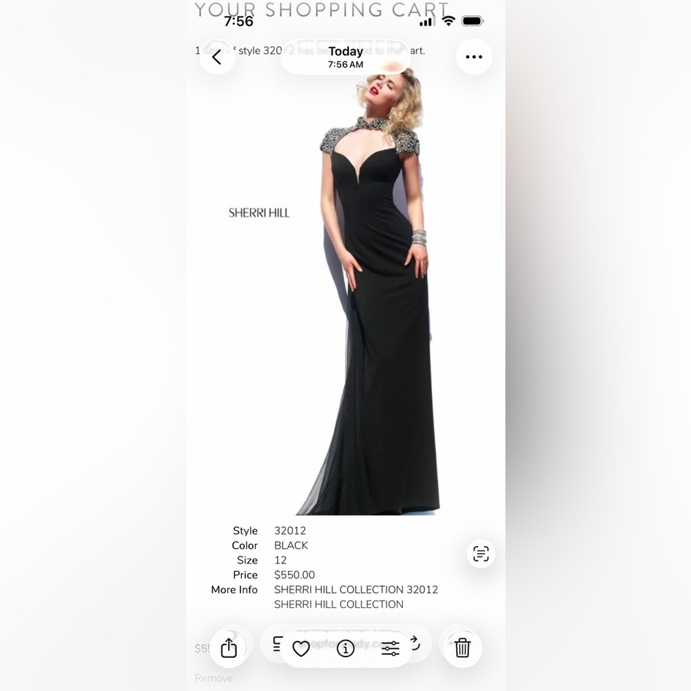 Sherri Hill Elegant Black Maxi Dress with Silver Detailing